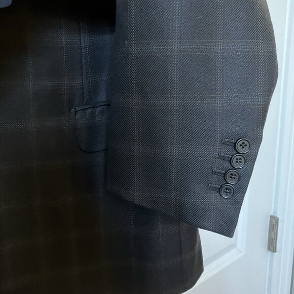 Brioni Harry Rosen Black Plaid Check Sports Coat Blazer Wool Mens 40 R Flawed - Picture 3 of 14